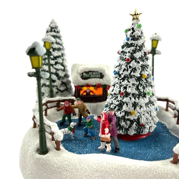 Thomas Kinkade Oh What Fun 2024 Christmas Lighted Skating Pond Teleflora New